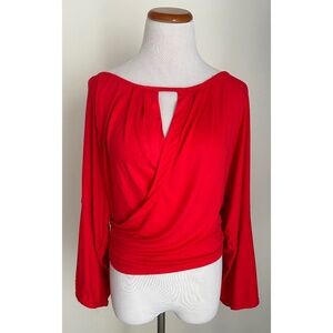 NWT! Free People Last Time In Red Surplice Bell Sleeve Crop Top, Medium